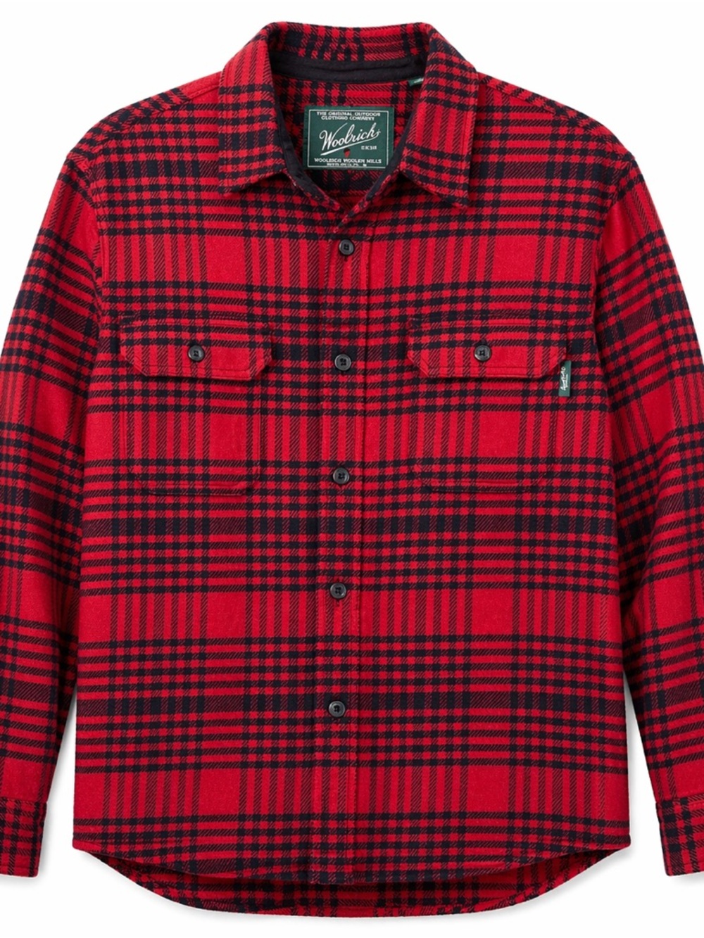 Woolrich Buffalo Plaid Flannel Shirt Red Black Mens Medium Button Up Outdoor